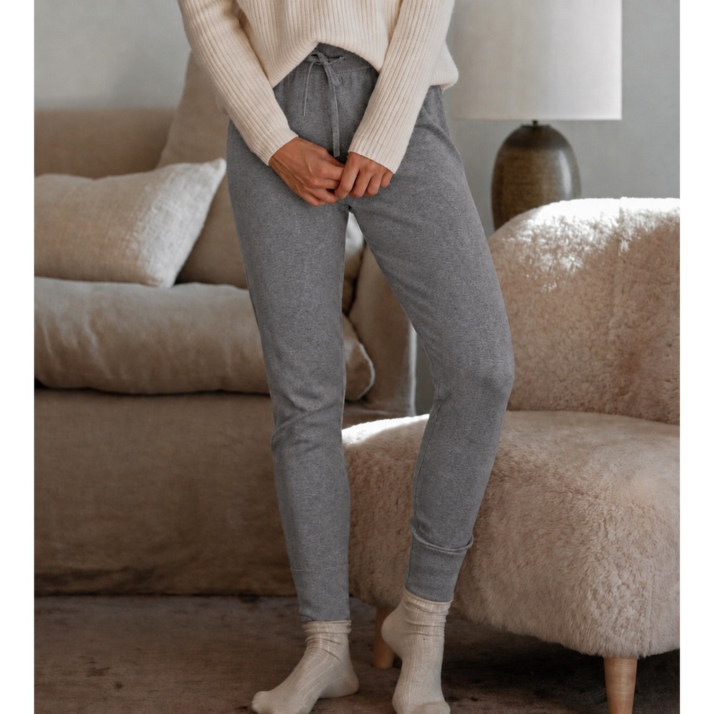 Jenni Kayne Womens Gray Cotton Cashmere Knit Joggers XS  Loungewear